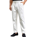 Calça Reta Casual Masculina com Cintura Elástica Trançada, Outono, Old Money.